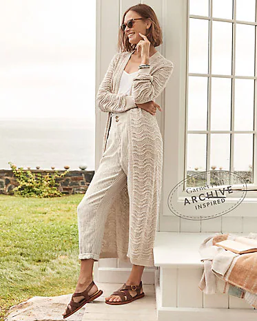 Amiee Organic-Cotton & Linen Pointelle Duster