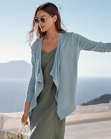 Easy Linen Drape-Front Cardigan