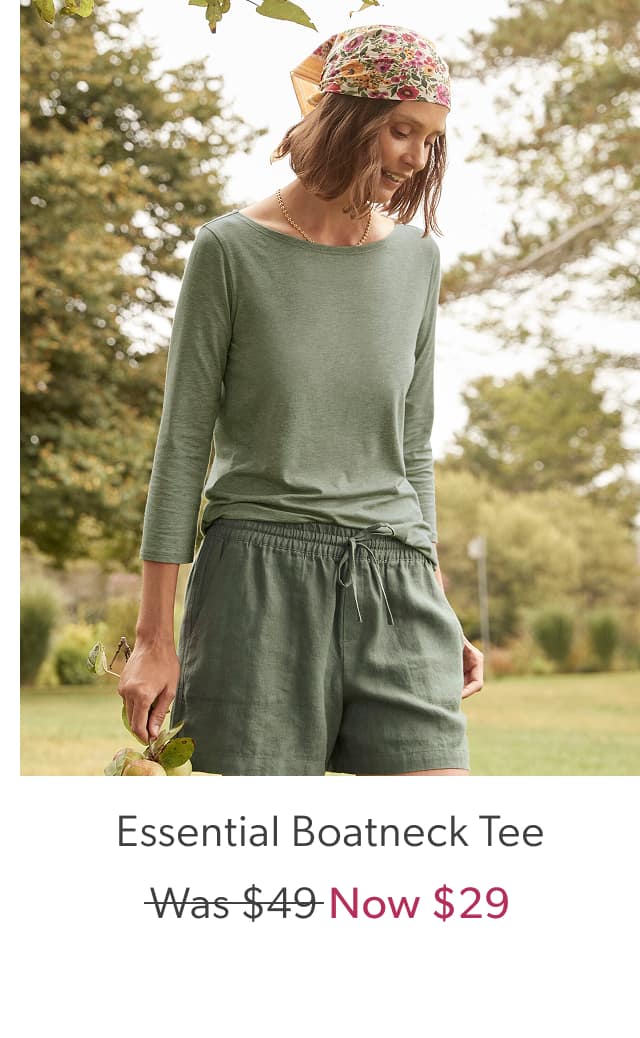 Essential Three-Quarter-Sleeve Boatneck Tee