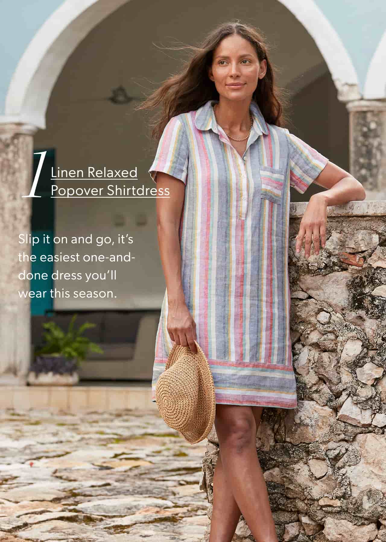 Linen Relaxed Popover Shirtdress