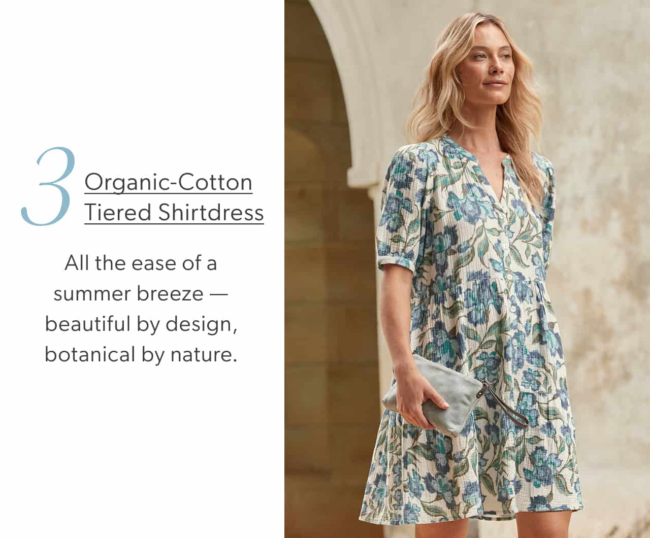 Organic-Cotton Tiered Shirtdress