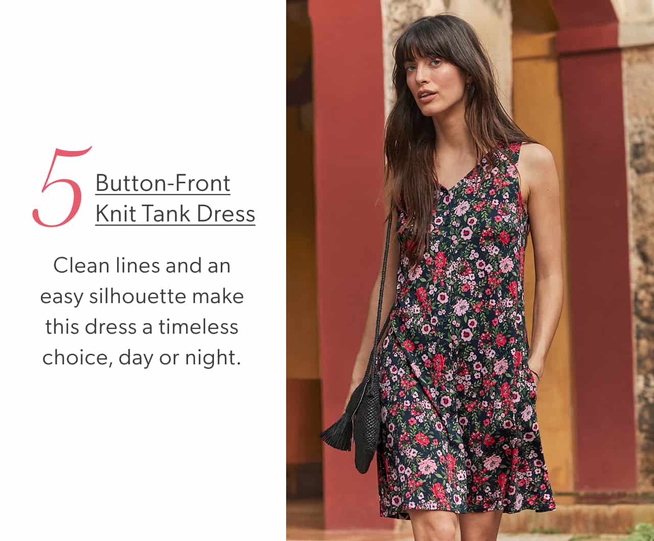Button-Front Knit Tank Dress
