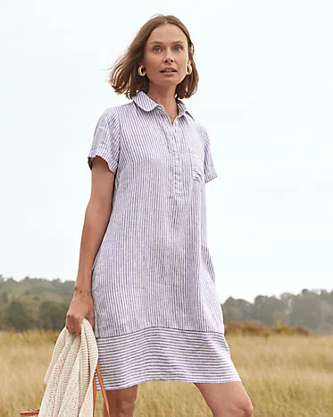 Linen Relaxed Popover Shirtdress
