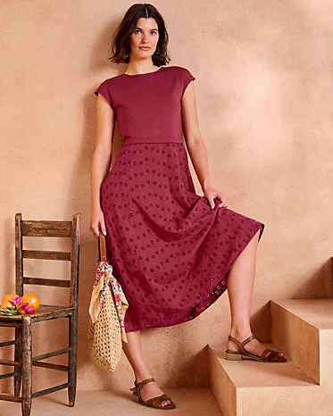 Mixed-Media Midi Dress