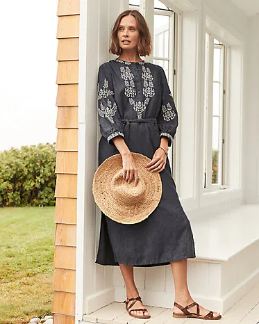 Jessa Embroidered Linen Dress