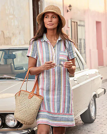 Linen Relaxed Popover Shirtdress