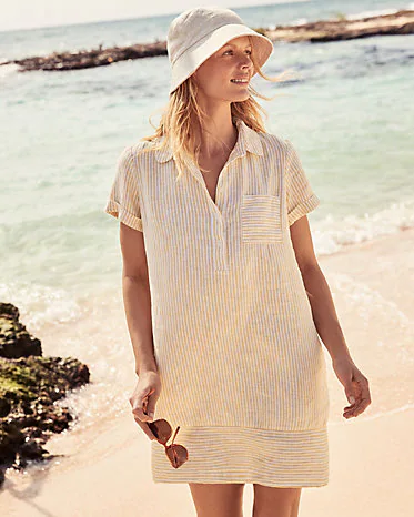 Linen Relaxed Popover Shirtdress