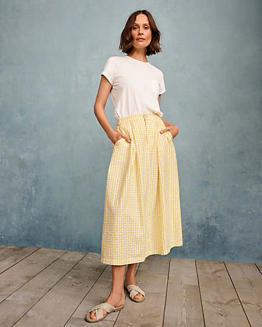 Victoria Organic-Cotton Seersucker Skirt