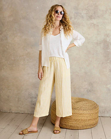 Cropped Wide-Leg Linen Pants