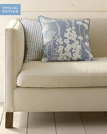 Hable Flora Crewel-Embroidered Reversible Organic-Cotton Pillow Cover