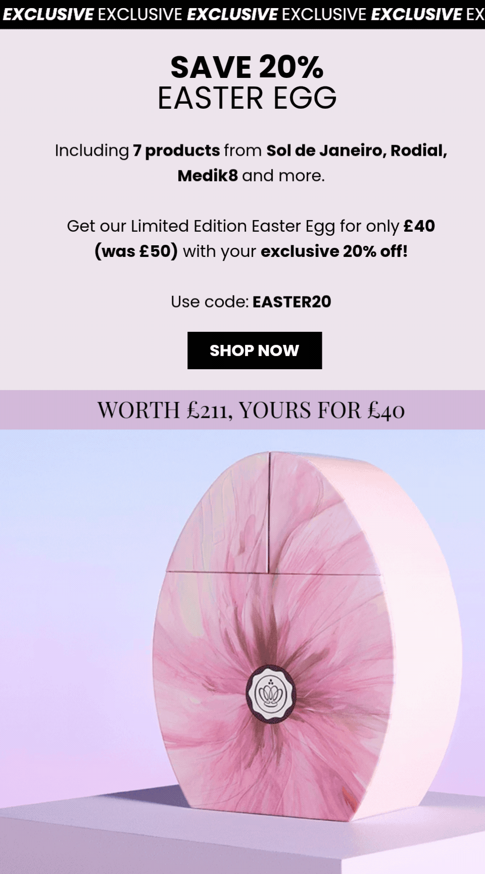 Use Code: EASTER20