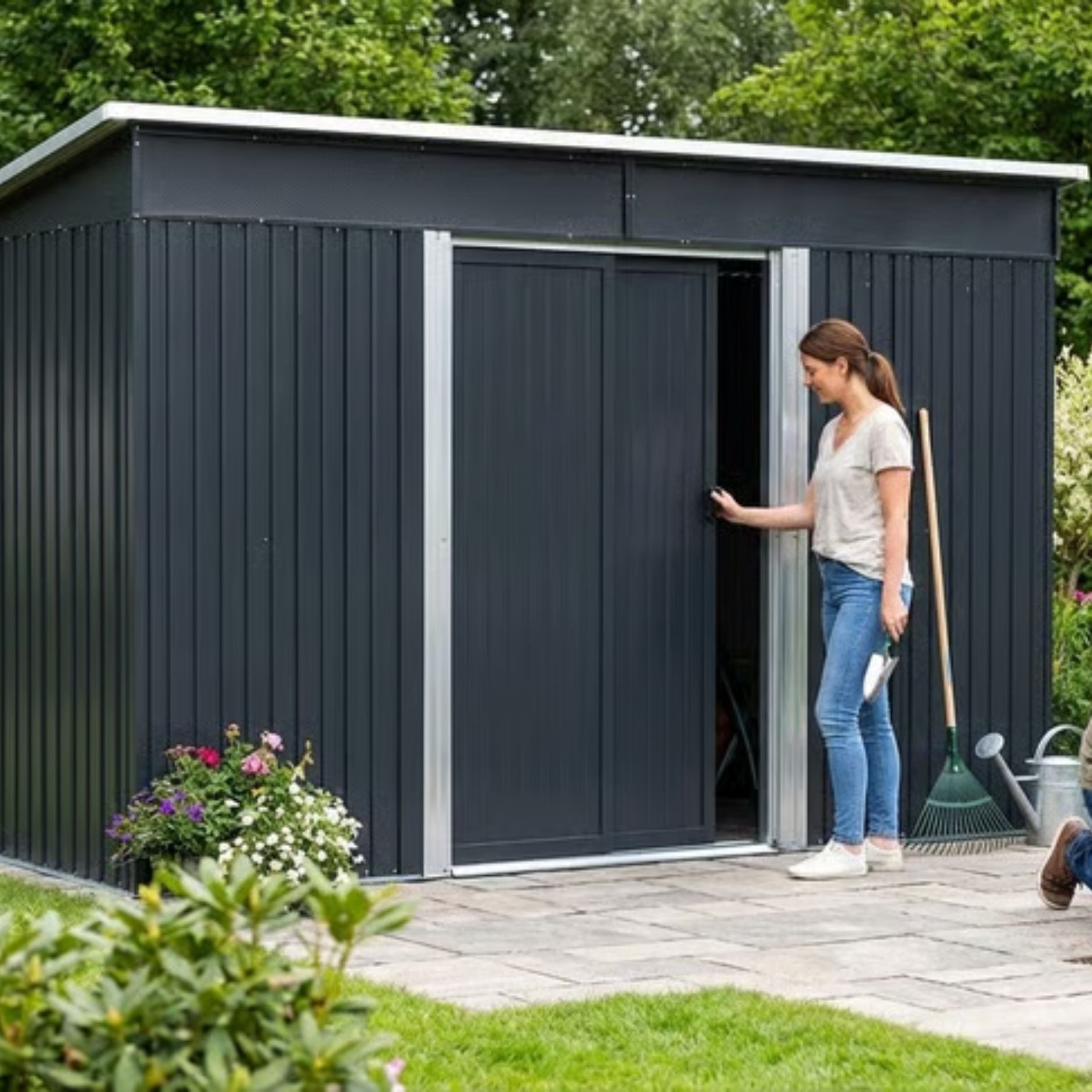 Metal Storage Shed with Secure Lockable Sliding Doors