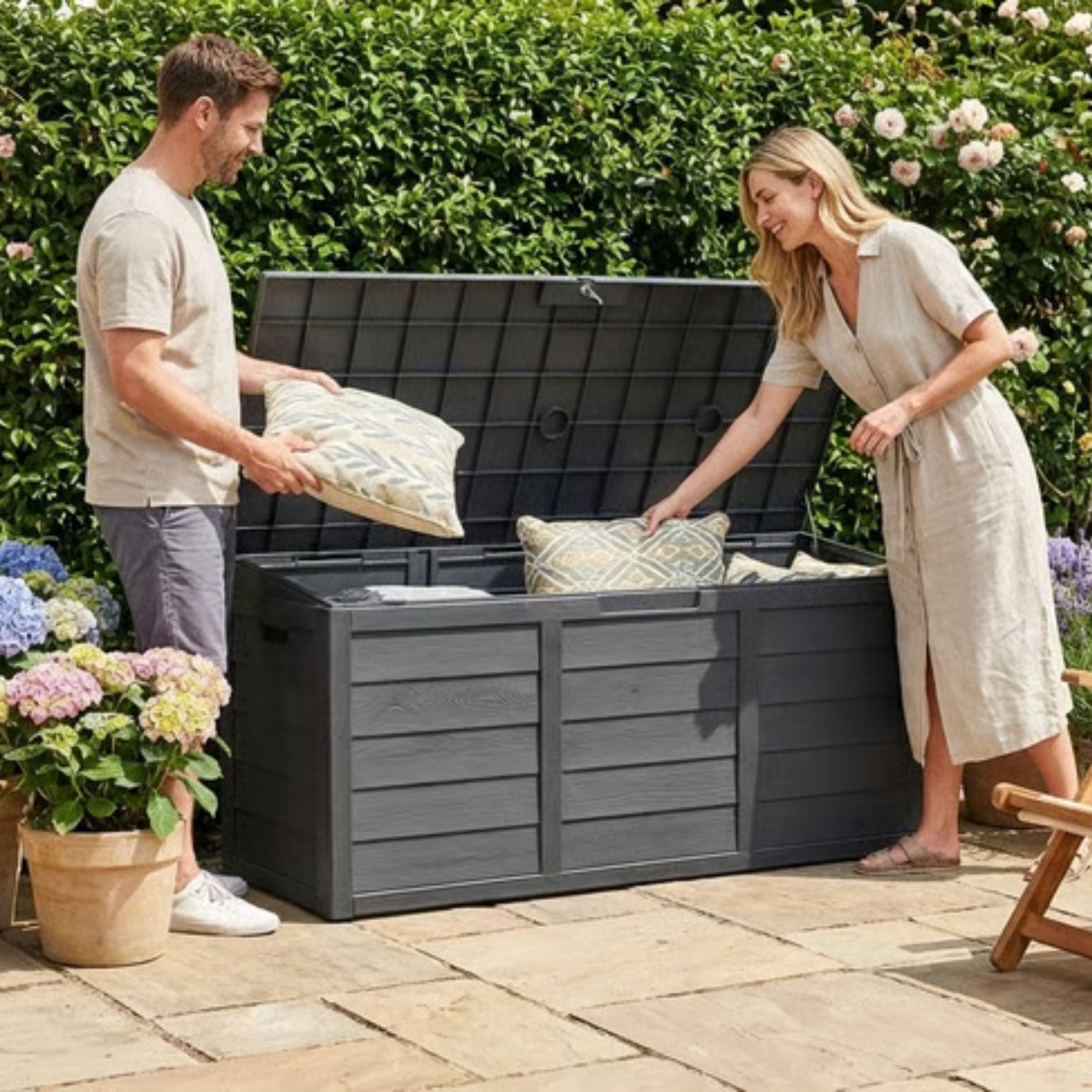 Weatherproof Black Plastic Garden Storage Box