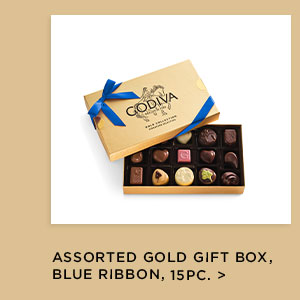Assorted Gold Gift Box, Blue Ribbon, 15PC. >