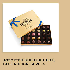 Assorted Gold Gift Box, Blue Ribbon, 30PC. >