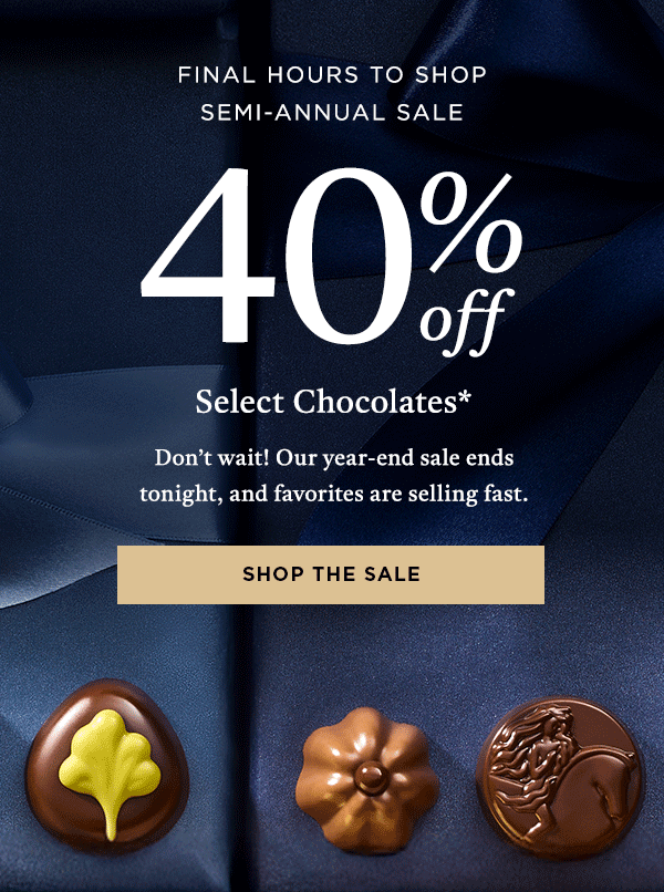 Final Hours! 40% OFF Select Chocolates
