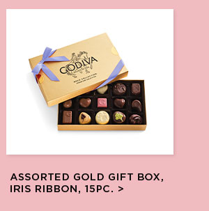 Assorted Gold Gift Box, Iris Ribbon, 15PC. >