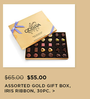 Assorted Gold Gift Box, Iris Ribbon, 30 pc.