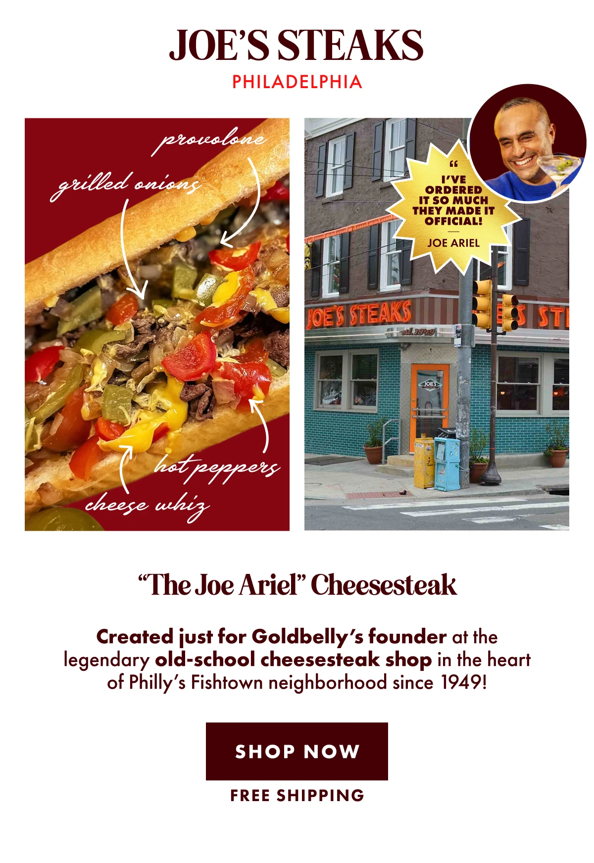 Joe's Steaks Joe Ariel Cheesesteak