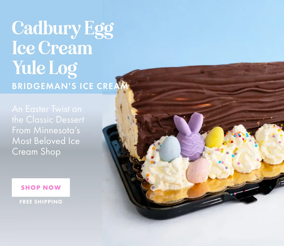 Cadbury Egg Ice Cream Yule Log