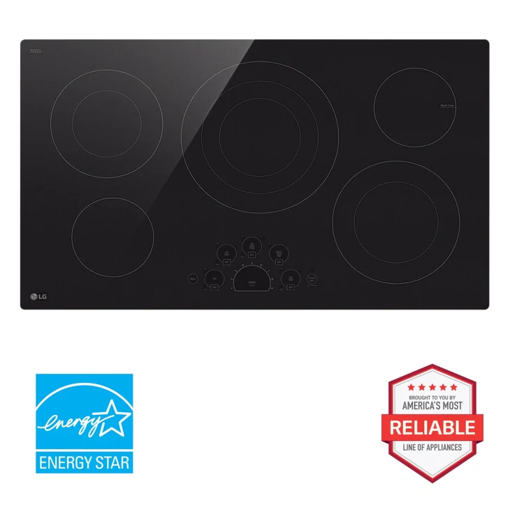 36 Inch Radiant Cooktop, 5 Burner, Black, ENERGY STAR