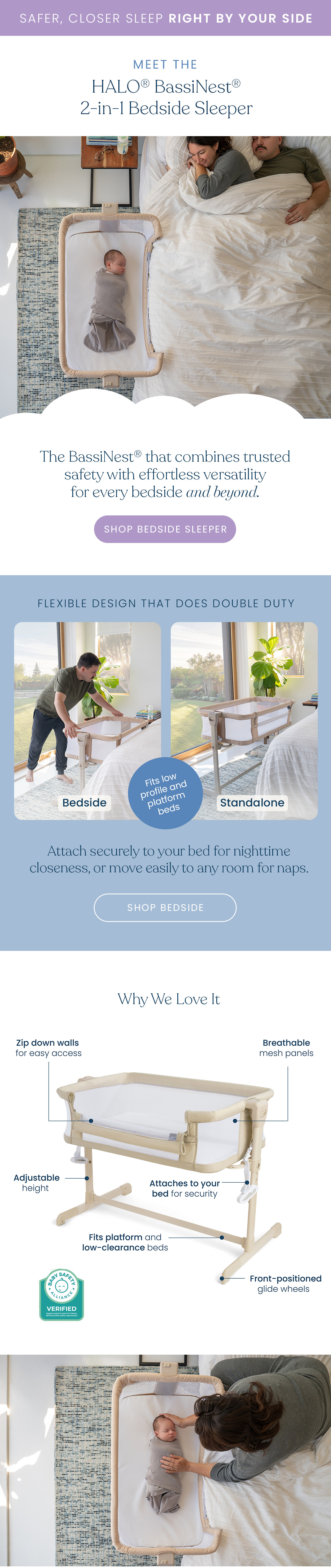 HALO BassiNest 2-in-1 Bedside Sleeper