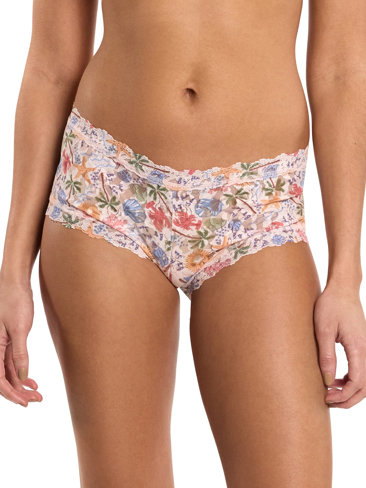 Image of Printed Signature Lace® Boyshort By The Sea Beige Sale