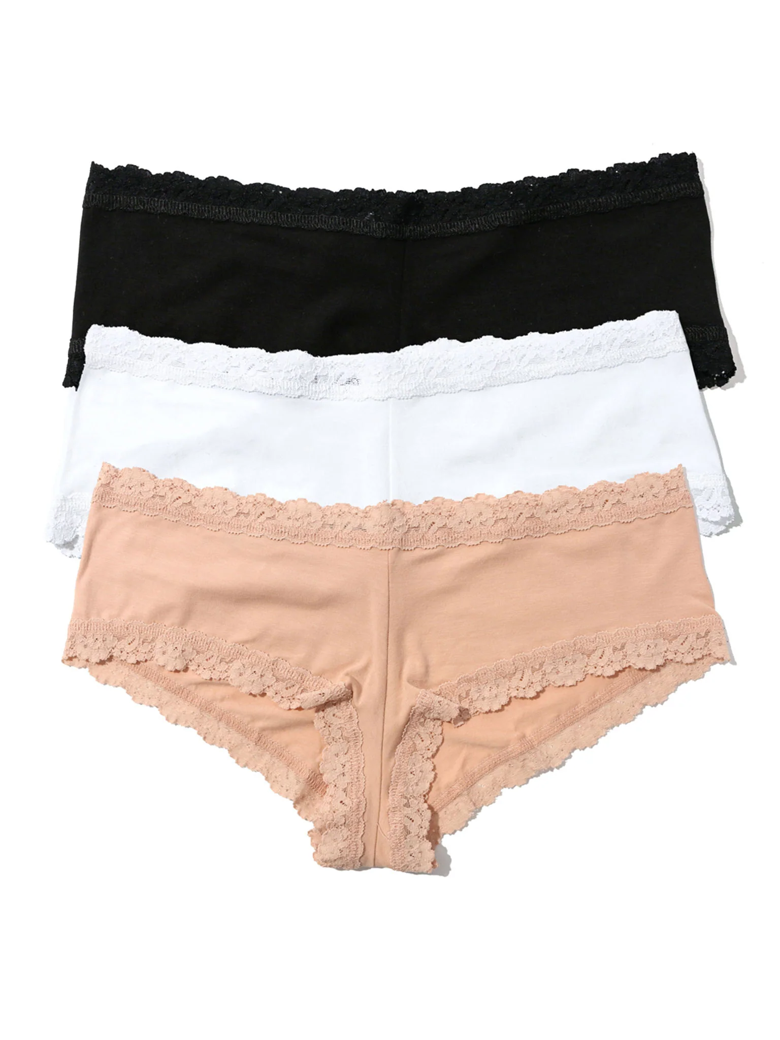 Image of Cotton Boyshort 3 Pack Black White Chai