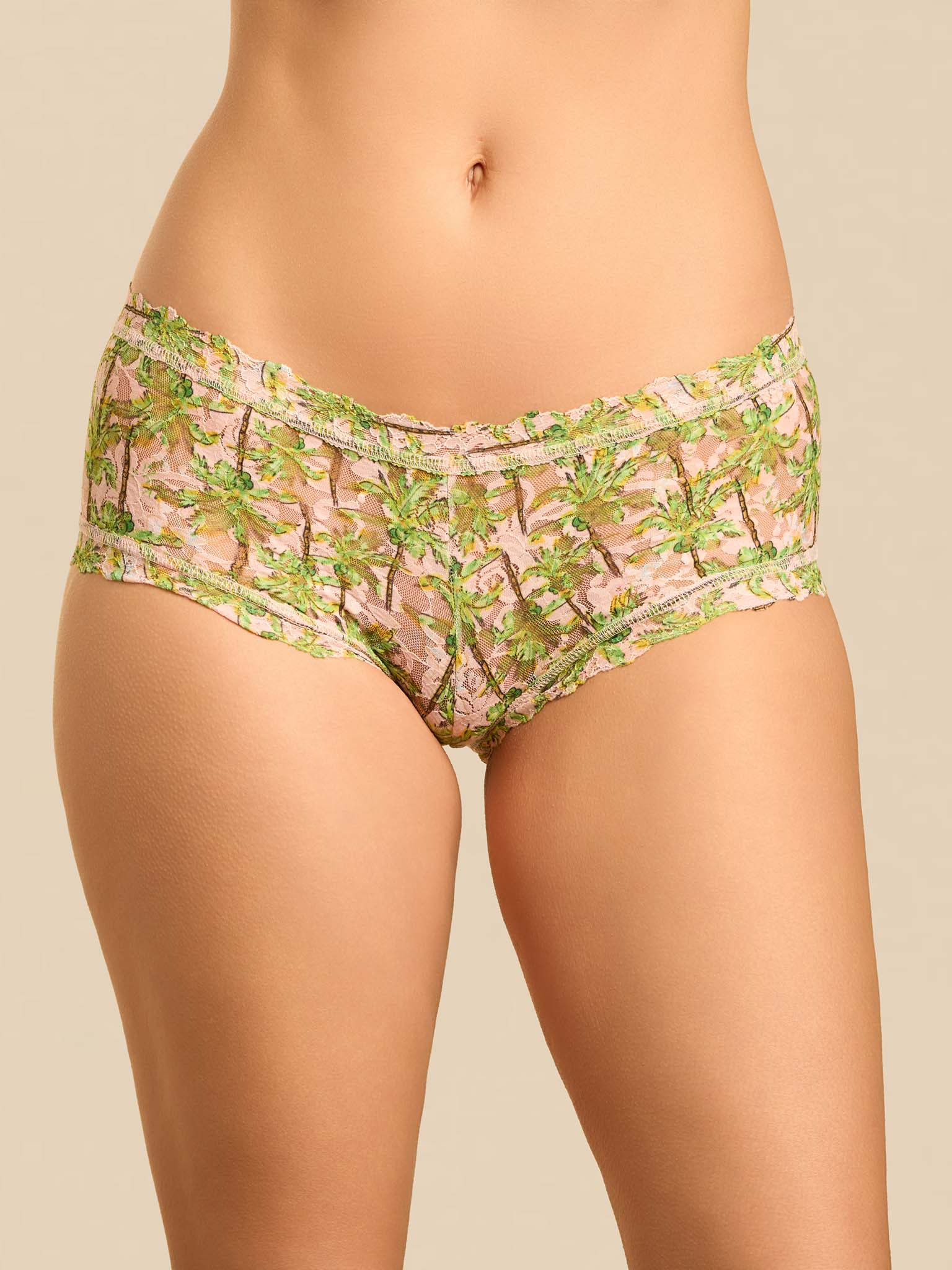 Image of Printed Signature Lace® Boyshort Palm Breeze Pink