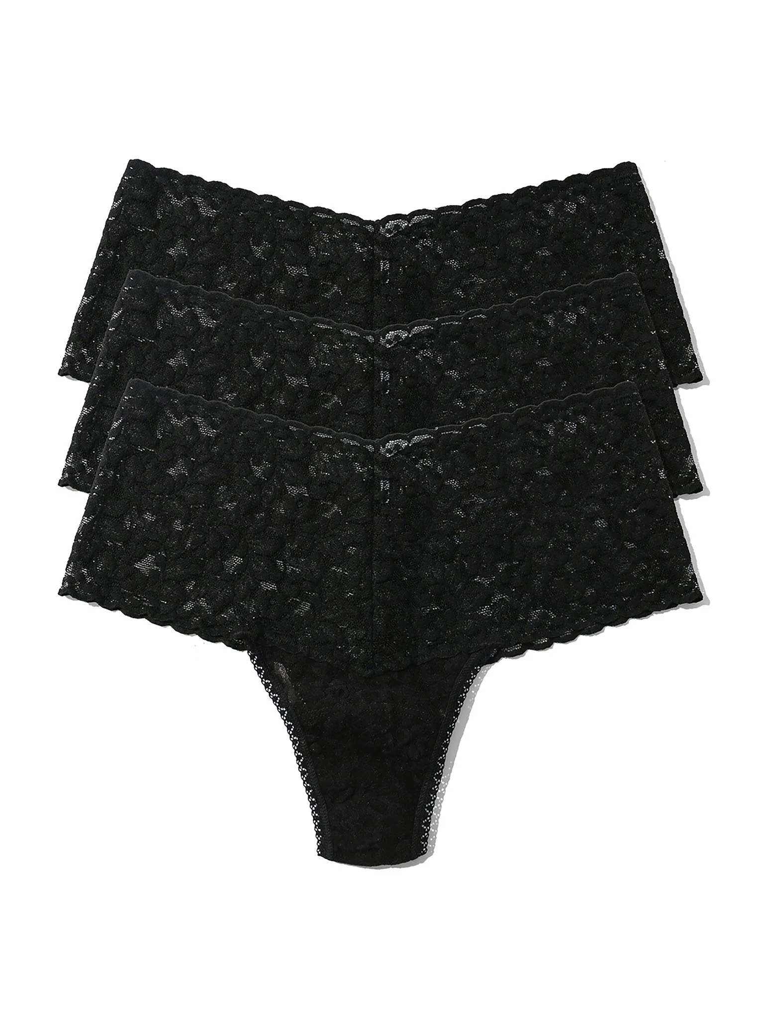 Image of 3 Pack Retro Lace Thong Black