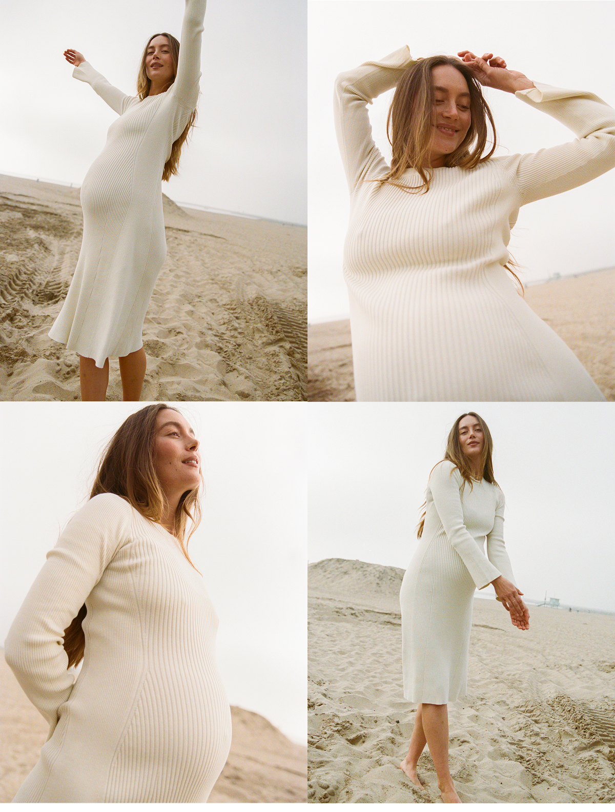 The Odette Ribbed Midi Dress in Ivory
