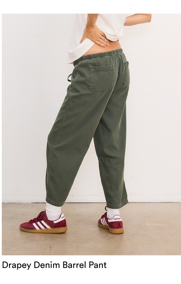 Drapey Denim Barrell Pant