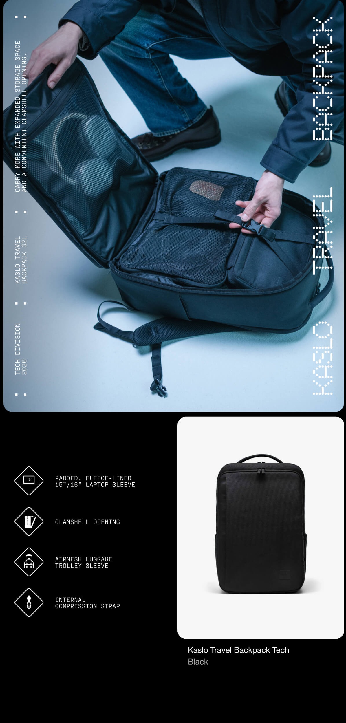 Kaslo Travel Backpack Tech - 32L