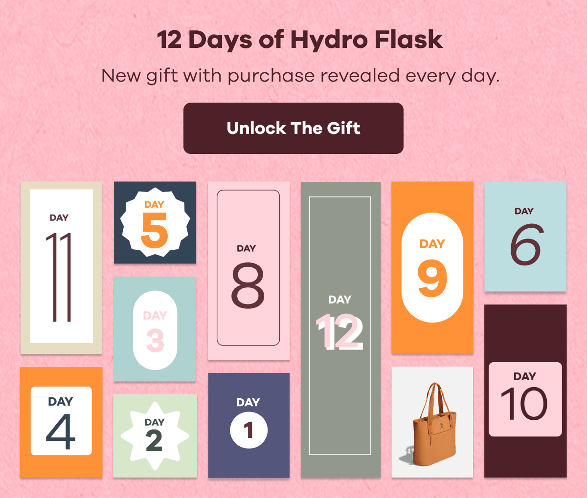 12 Days of Hydro Flask. New gift with purchase revealed every day. | Unlock The Gift