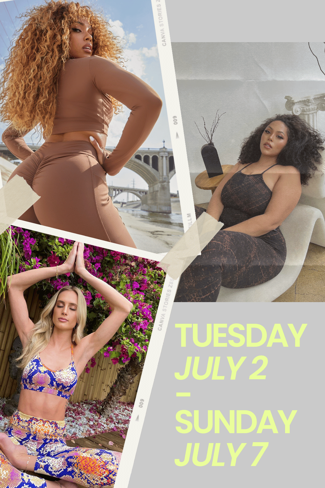 Tuesday July 2 to Sunday July 7