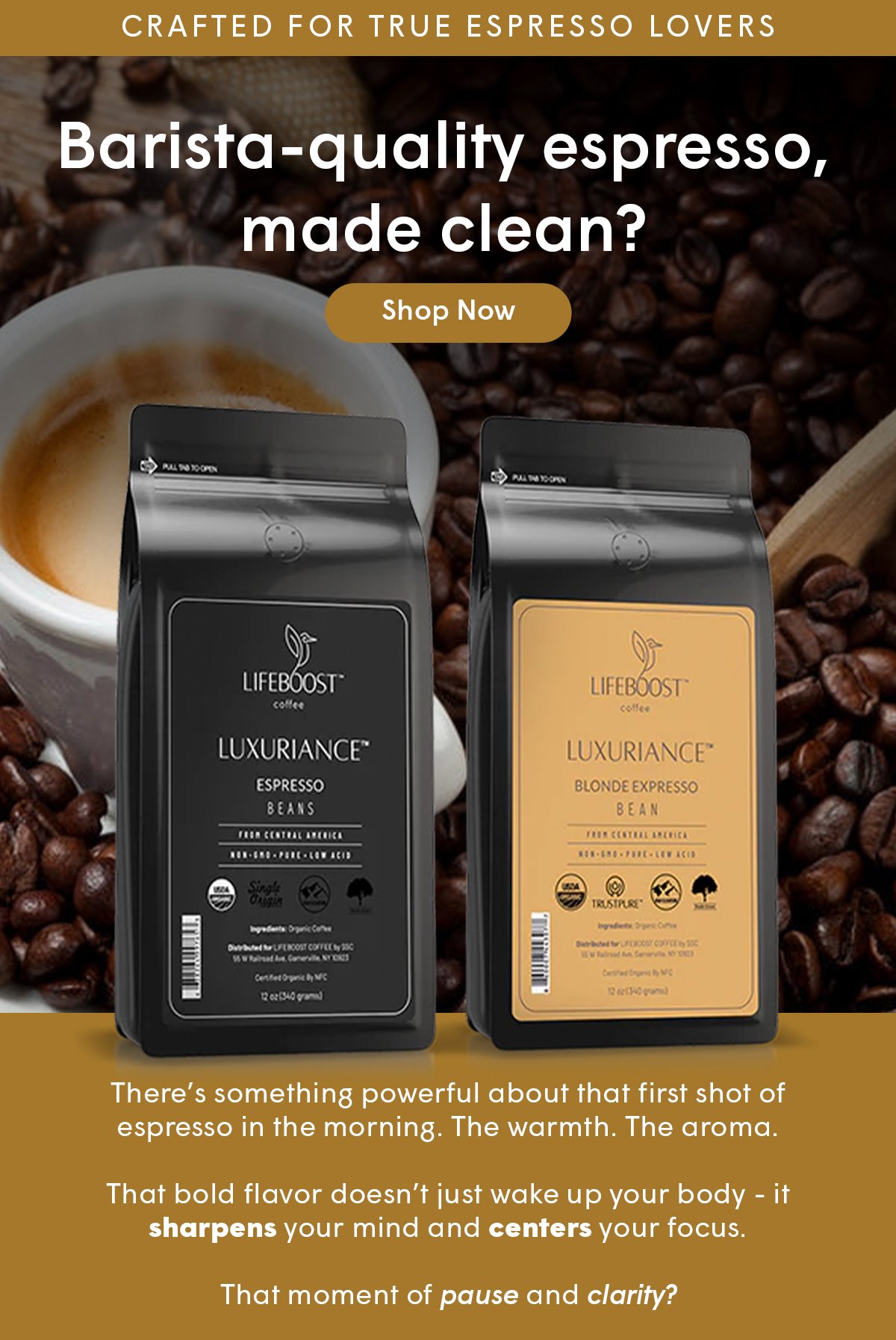 There’s something powerful about that first shot of espresso in the morning. The warmth. The aroma. 