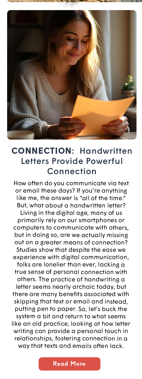 CONNECTION: Handwritten Letters Provide Powerful Connection