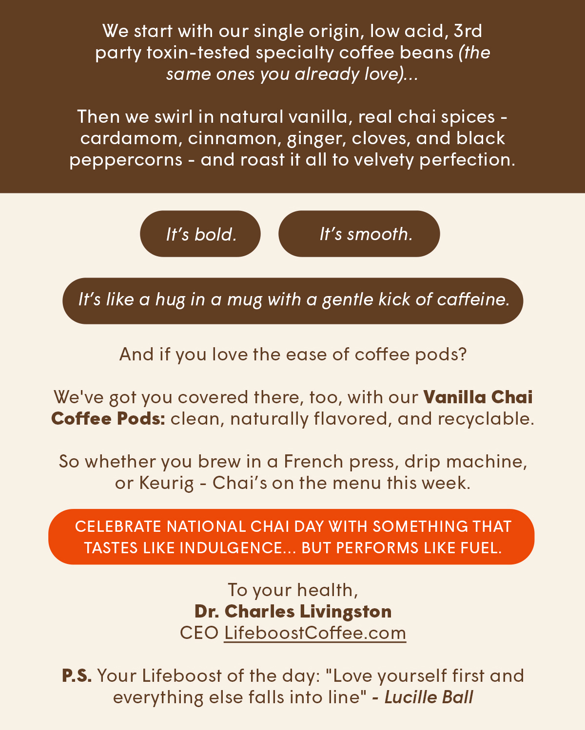 Celebrate National Chai Day with something that tastes like indulgence… but performs like fuel.
