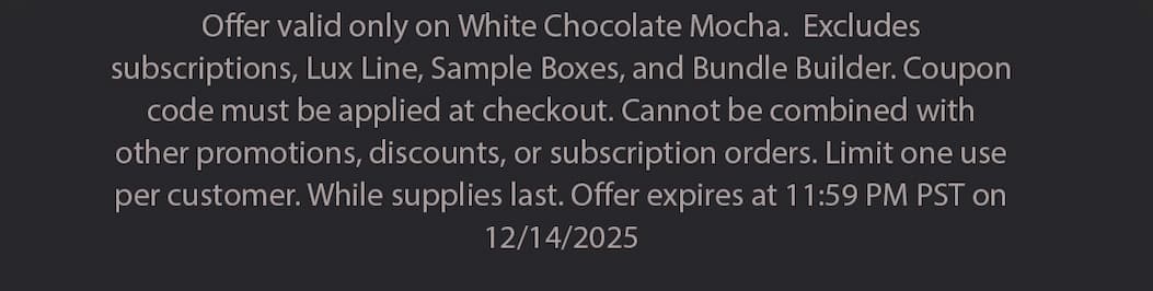 Offer Valid only on White Chocolate Mocha.