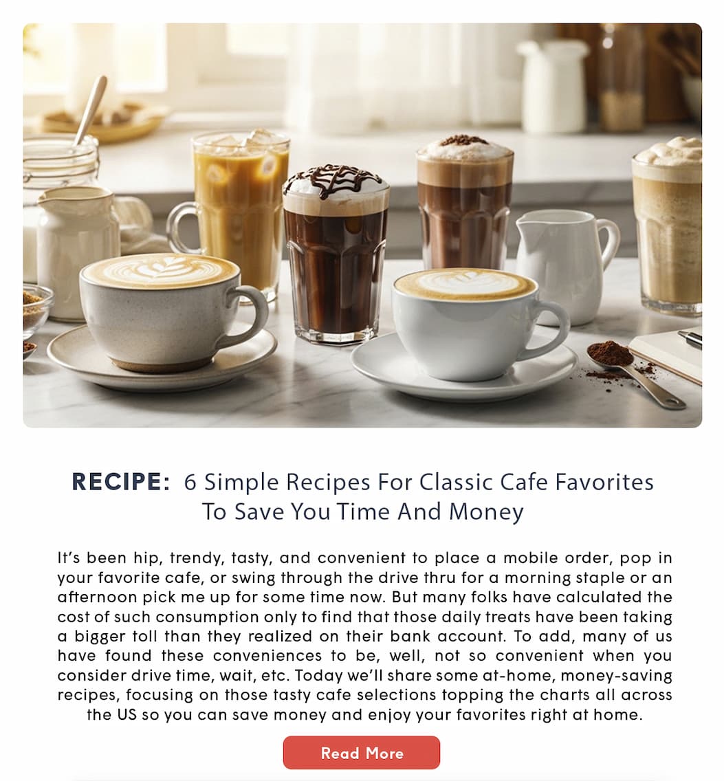 RECIPE: 6 Simple Recipes For Classic Cafe Favorites To Save You Time And Money
