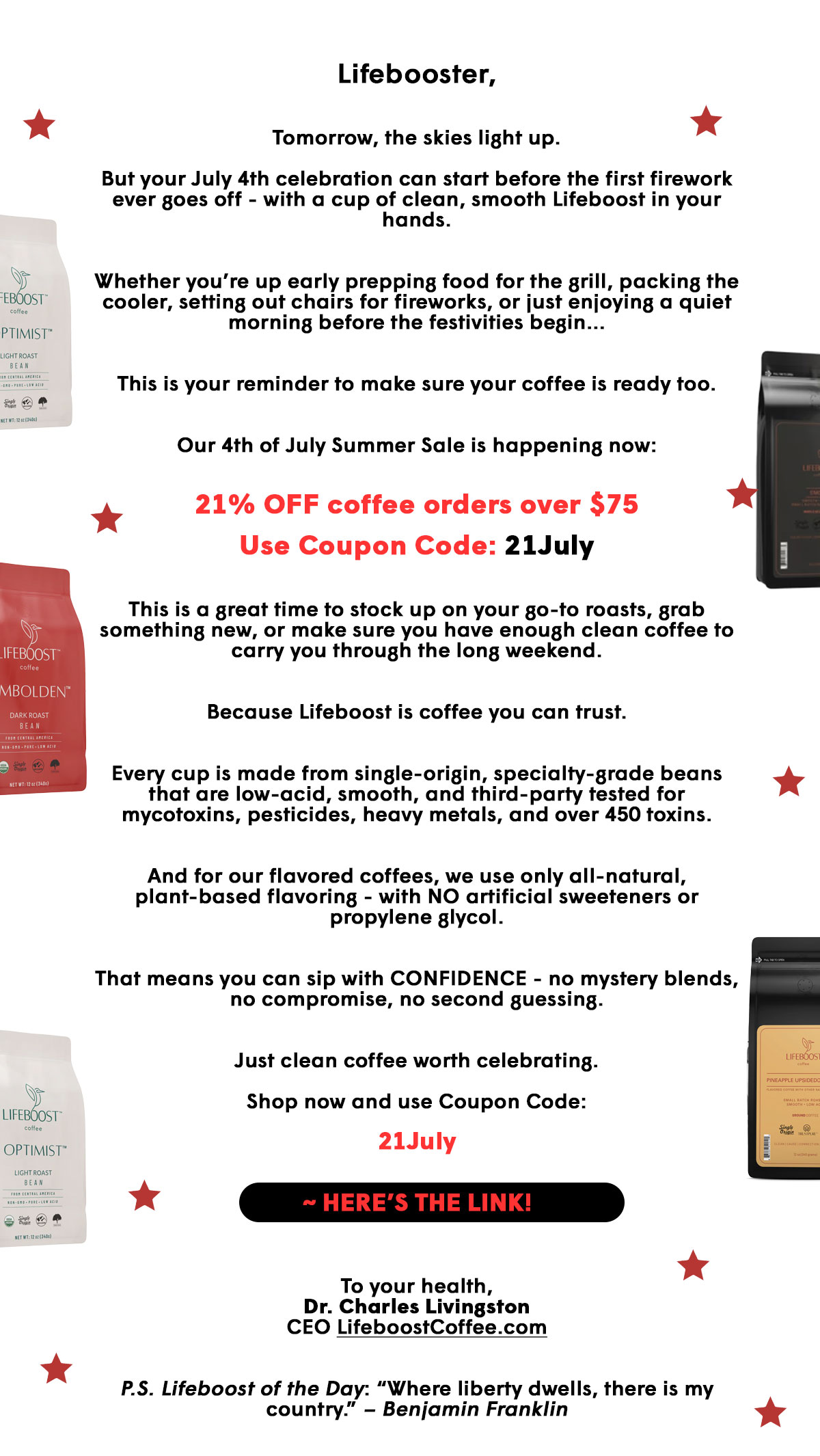  4th of July Summer Sale with 21% OFF all Summer Flavor orders over $75. Use Code: 21JULY