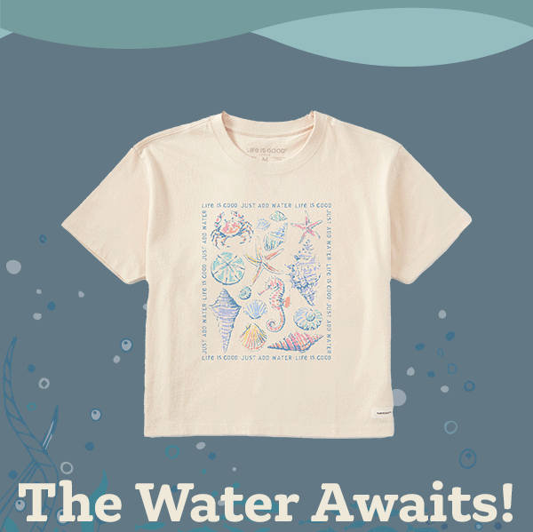 The water awaits! Shop beachy tees.