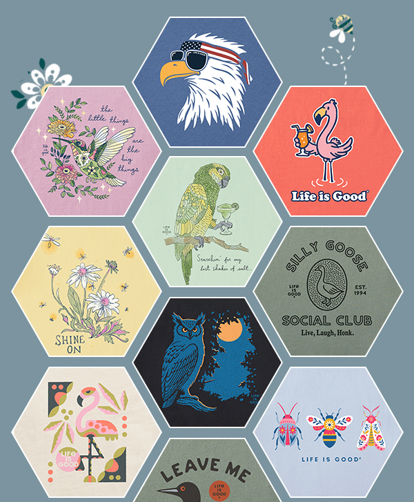 Tees inspired by all things feathered, fluttery, and feel-good.