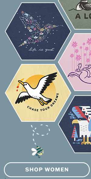 Women's tees inspired by all things feathered, fluttery, and feel-good.