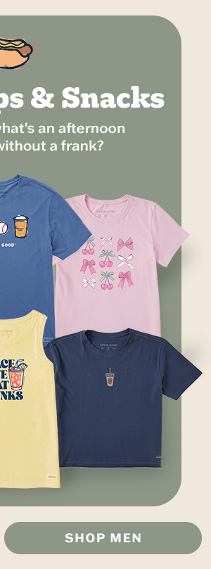 Summer sips and snacks. Food and beverage tees for men.