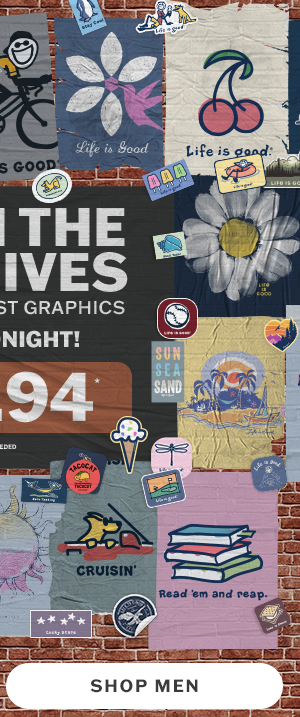 From the archives ends tonight! 200 of our best graphics for $19.94. Shop men.