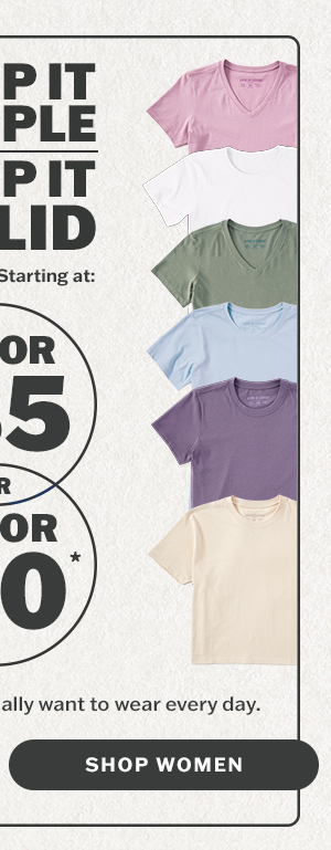 Keep it simple, keep it solid. Solid tees starting at 2 for $35, 3 for $50. Shop men.