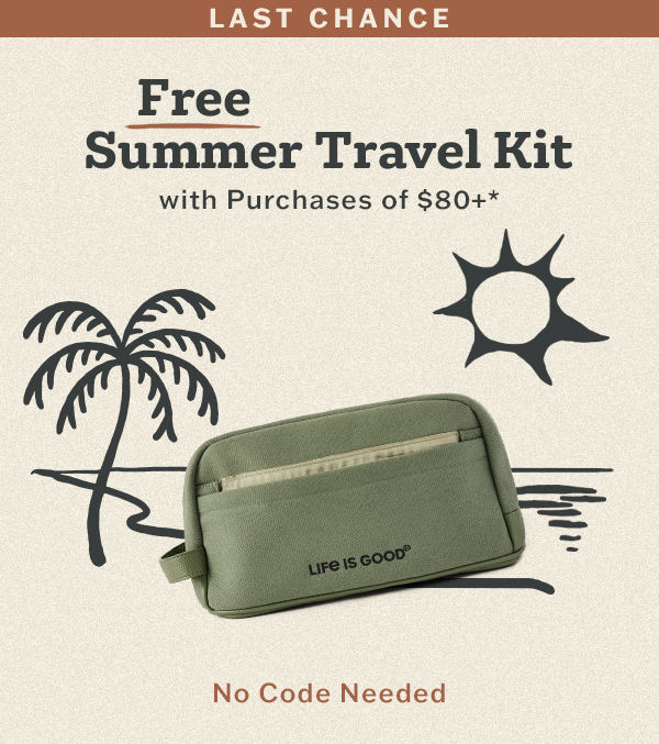 Ends tonight! Free summer travel kit with purchase of $80+. No code needed.