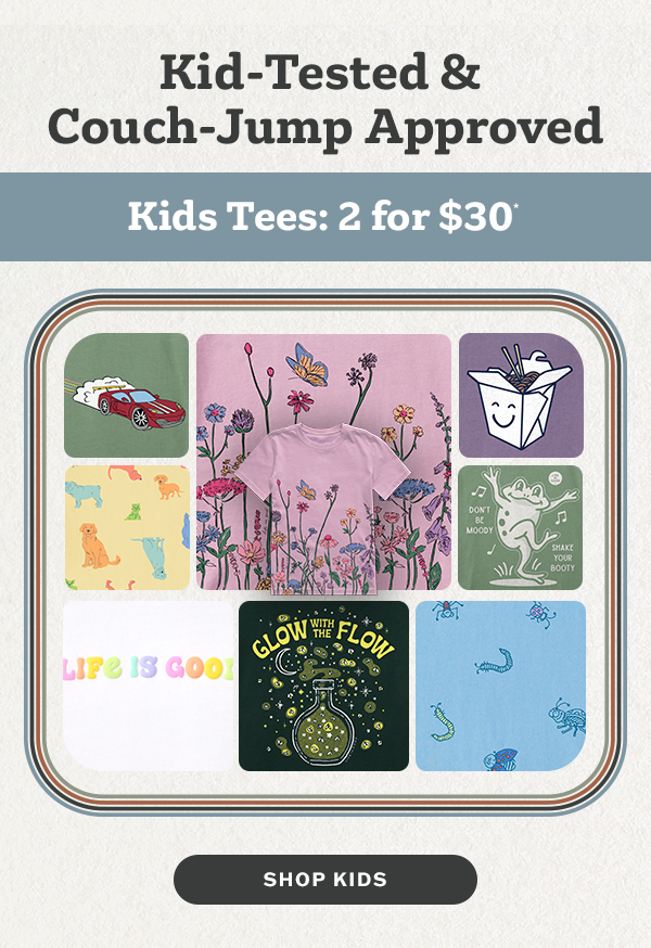 Kid-tested and counch jump approved. Kids tees 2 for $30.