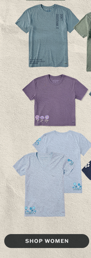 Women's tees with graphics in unexpected places.